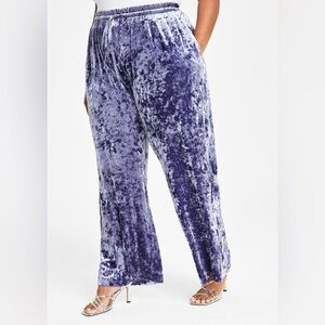 Nina Parker X Macys Plus Size Velvet Wide Leg Pants Ice Lavender Size 2X NWT